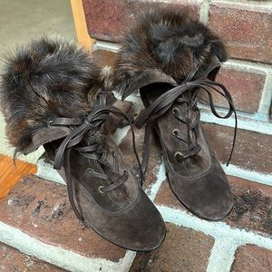 Stewart weitzman suede wedge boot size 9.5